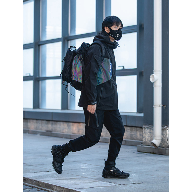 Reflective Laser Pocket Black Jacket Men