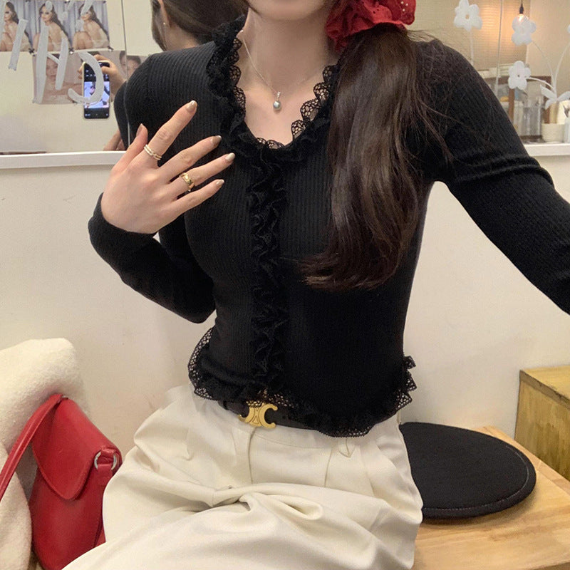 Lace Slim Women Long-t-shirt