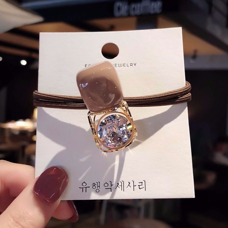 Hollow crystal hair tie hair rhinestone rubber band