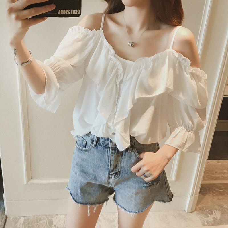 Chiffon Shirt Women S One Word Strapless Strapless Shirt - Elevate Your Wardrobe with Every Thread