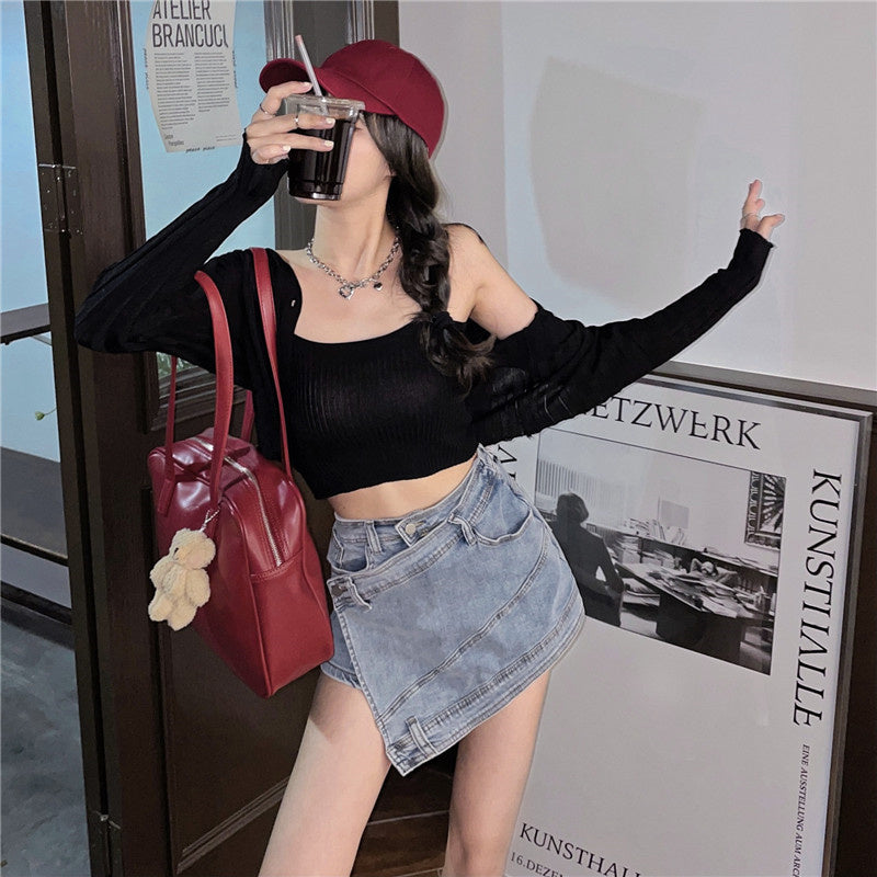 Denim Skirt Women''s Irregular High Waist - Elevate Your Wardrobe with Every Thread