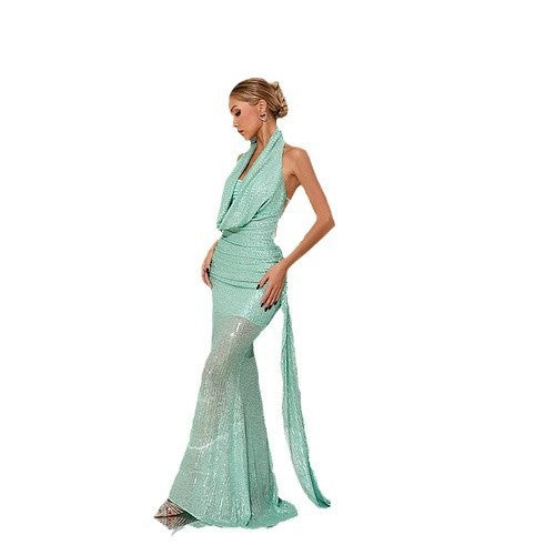 Halter Mop Dress Sequined Party Dress - Elevate Your Wardrobe with Every Thread