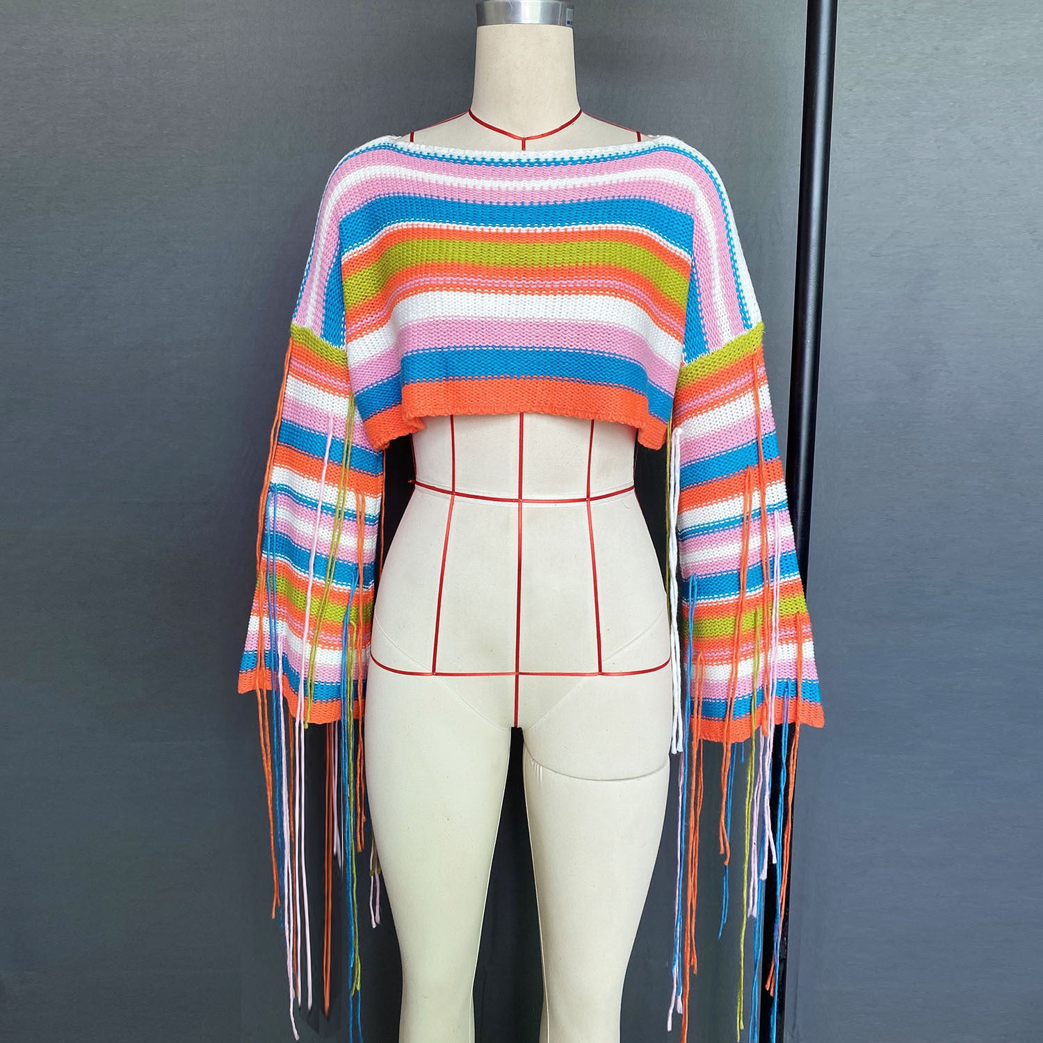 Best Selling Women's Clothes Rainbow Tassel Vacation Style Loose Sweater - Elevate Your Wardrobe with Every Thread