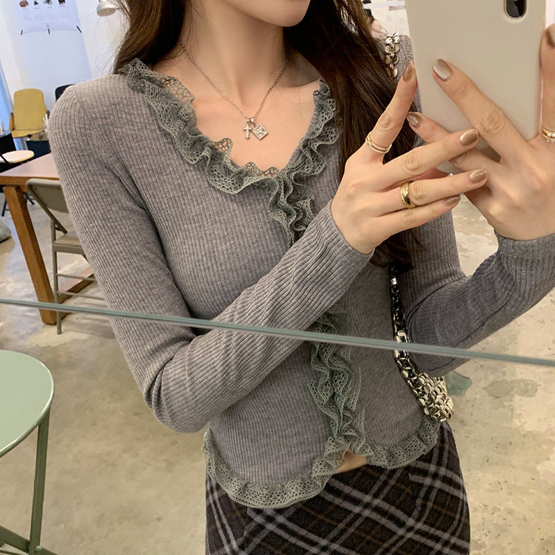 Lace Slim Women Long-t-shirt