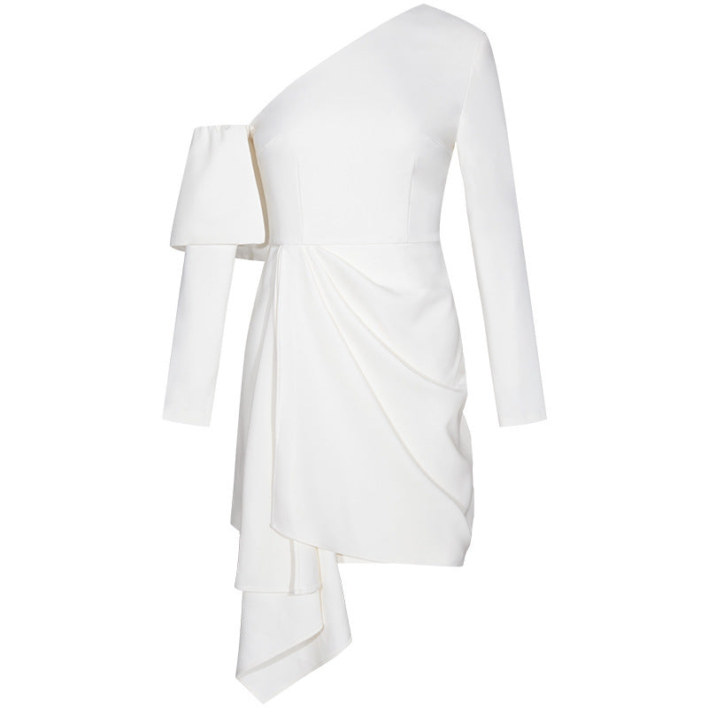 Diagonal Shoulder Party Dress - Elevate Your Wardrobe with Every Thread
