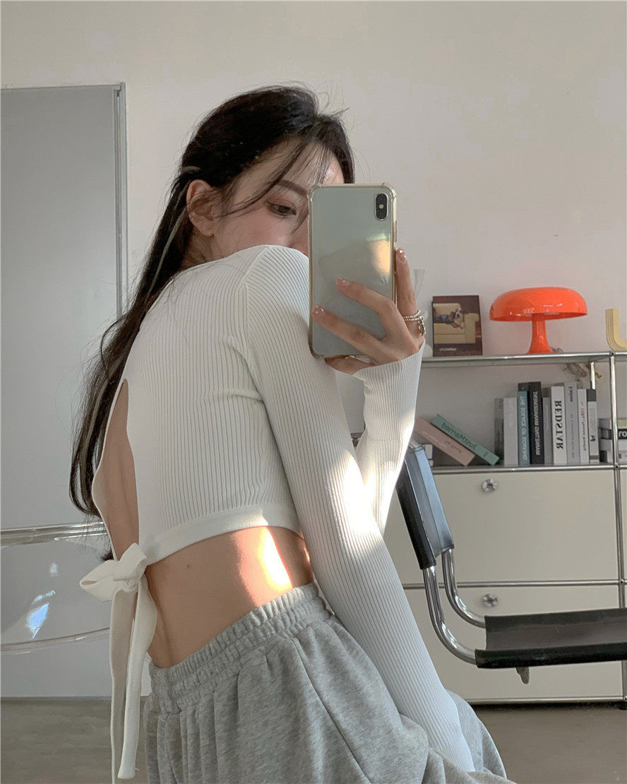 Women Hot Girl Sexy V-neck White Knitted Bottoming Shirt Women - Elevate Your Wardrobe with Every Thread