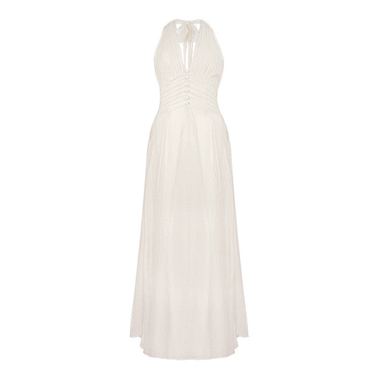 Women's Fashion Temperament Hanging Neck Deep V Dresses