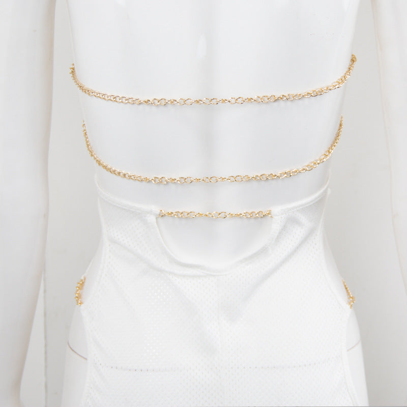 Net Cloth Hanging Neck Strap Metal Decoration Hollow Out - Elevate Your Wardrobe with Every Thread