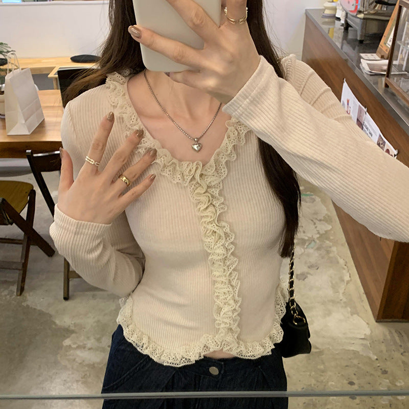 Lace Slim Women Long-t-shirt