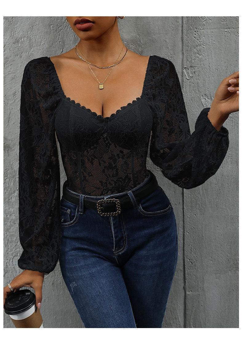 Slim Fit Integrated Cloth Sexy Lace Stitching Jumpsuit - Elevate Your Wardrobe with Every Thread