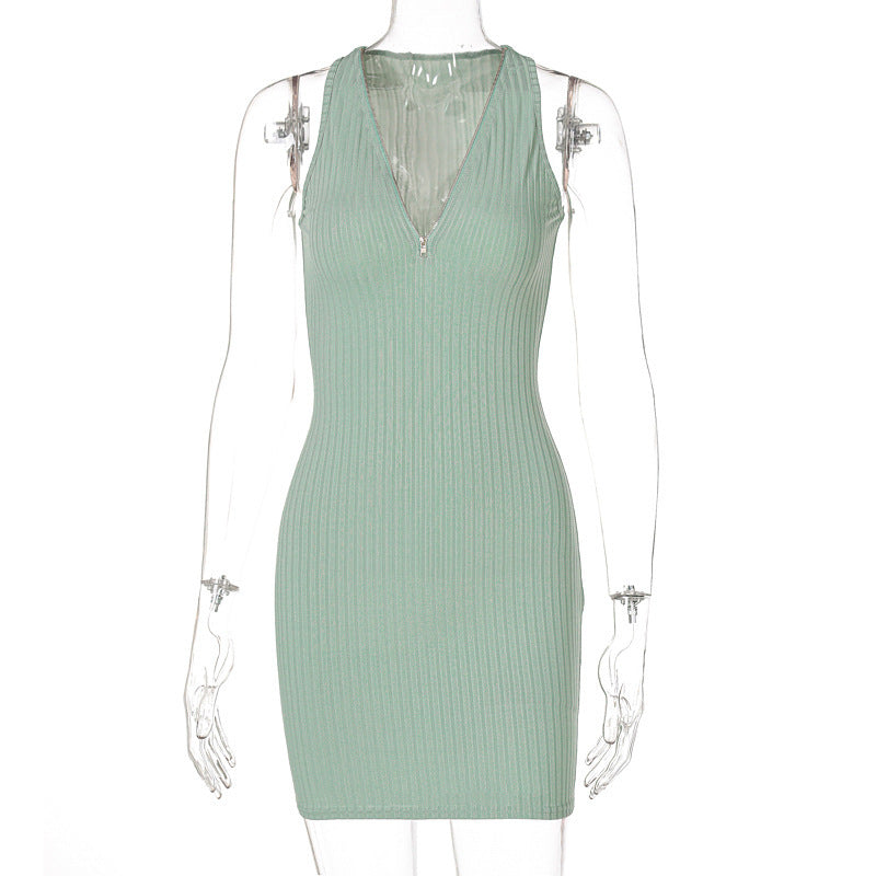 Women Stripe Knitted Women Sleeveless Mini Dress - Elevate Your Wardrobe with Every Thread