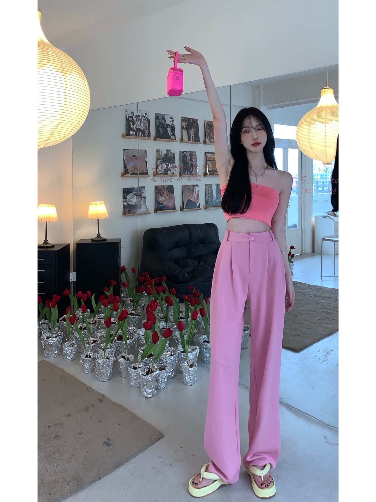 High Waist Slim Suit Floor Pant Trousers - Elevate Your Wardrobe with Every Thread