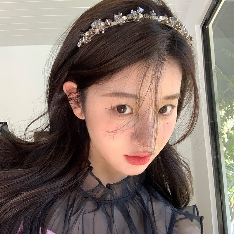 Metallic French Retro Rhinestone Hair Band Female