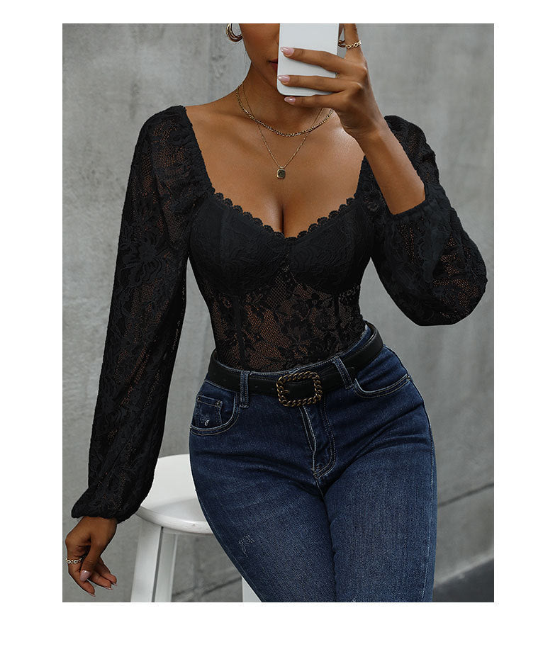 Slim Fit Integrated Cloth Sexy Lace Stitching Jumpsuit - Elevate Your Wardrobe with Every Thread