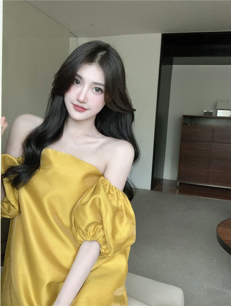 Off Shoulder Bubble Sleeve Shirt Women''s Summer French - Elevate Your Wardrobe with Every Thread