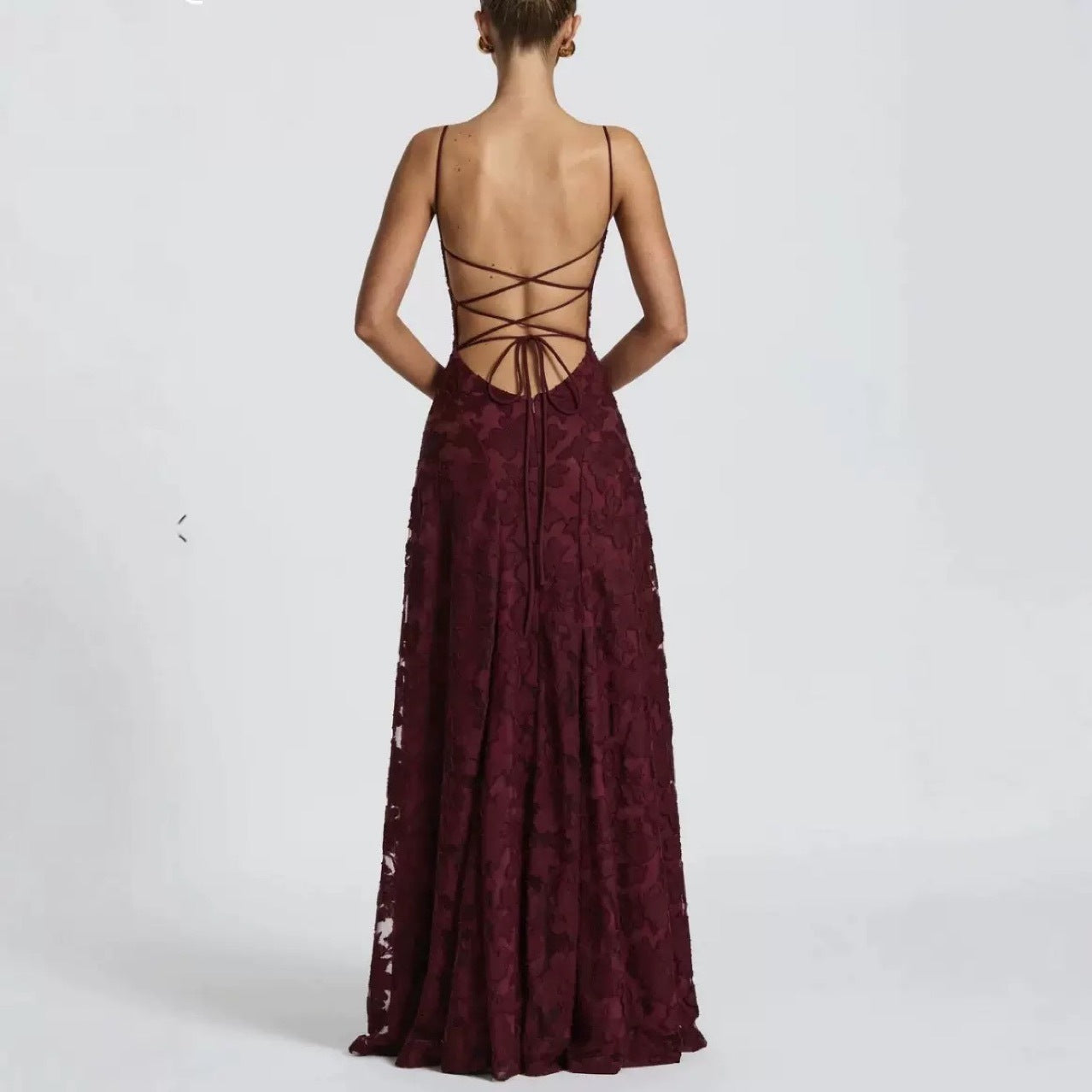 Slim-fit Sling Backless Lace Up Design Dress - Elevate Your Wardrobe with Every Thread
