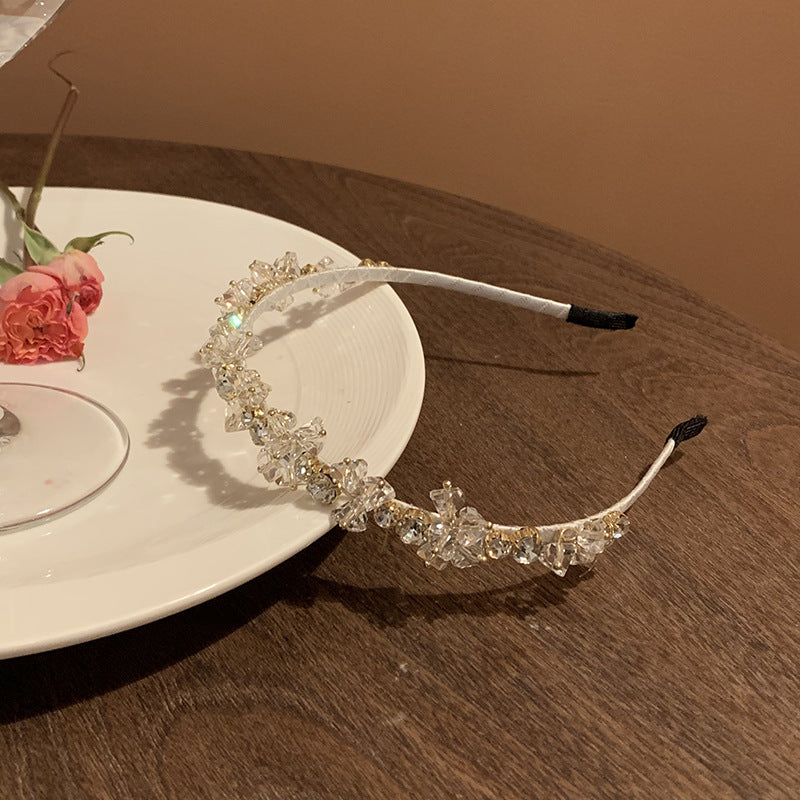 Metallic French Retro Rhinestone Hair Band Female