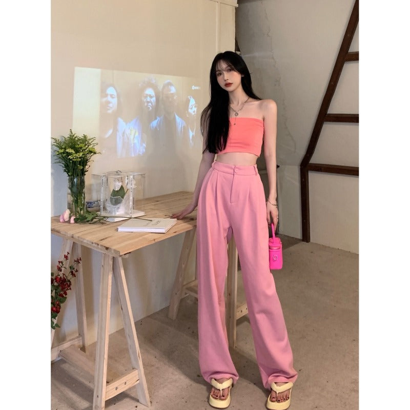 High Waist Slim Suit Floor Pant Trousers - Elevate Your Wardrobe with Every Thread