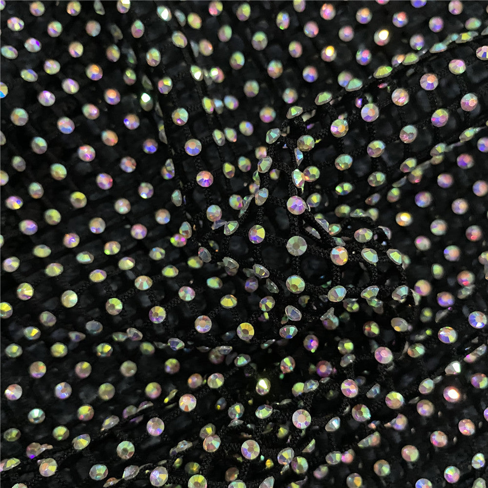 Sexy Women Clothing New Off-shoulder Long Sleeve Mesh Diamond-embedded Party Bandage One-piece Dress - Elevate Your Wardrobe with Every Thread