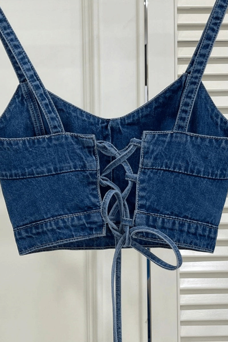 Versatile Short Denim Suspender Tank Top For Women - Elevate Your Wardrobe with Every Thread