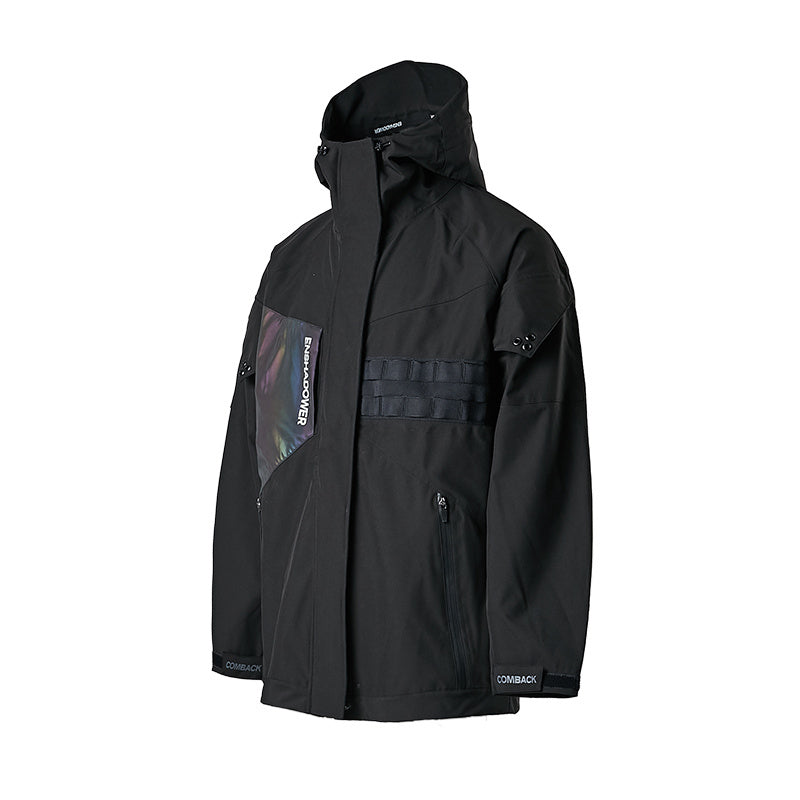 Reflective Laser Pocket Black Jacket Men
