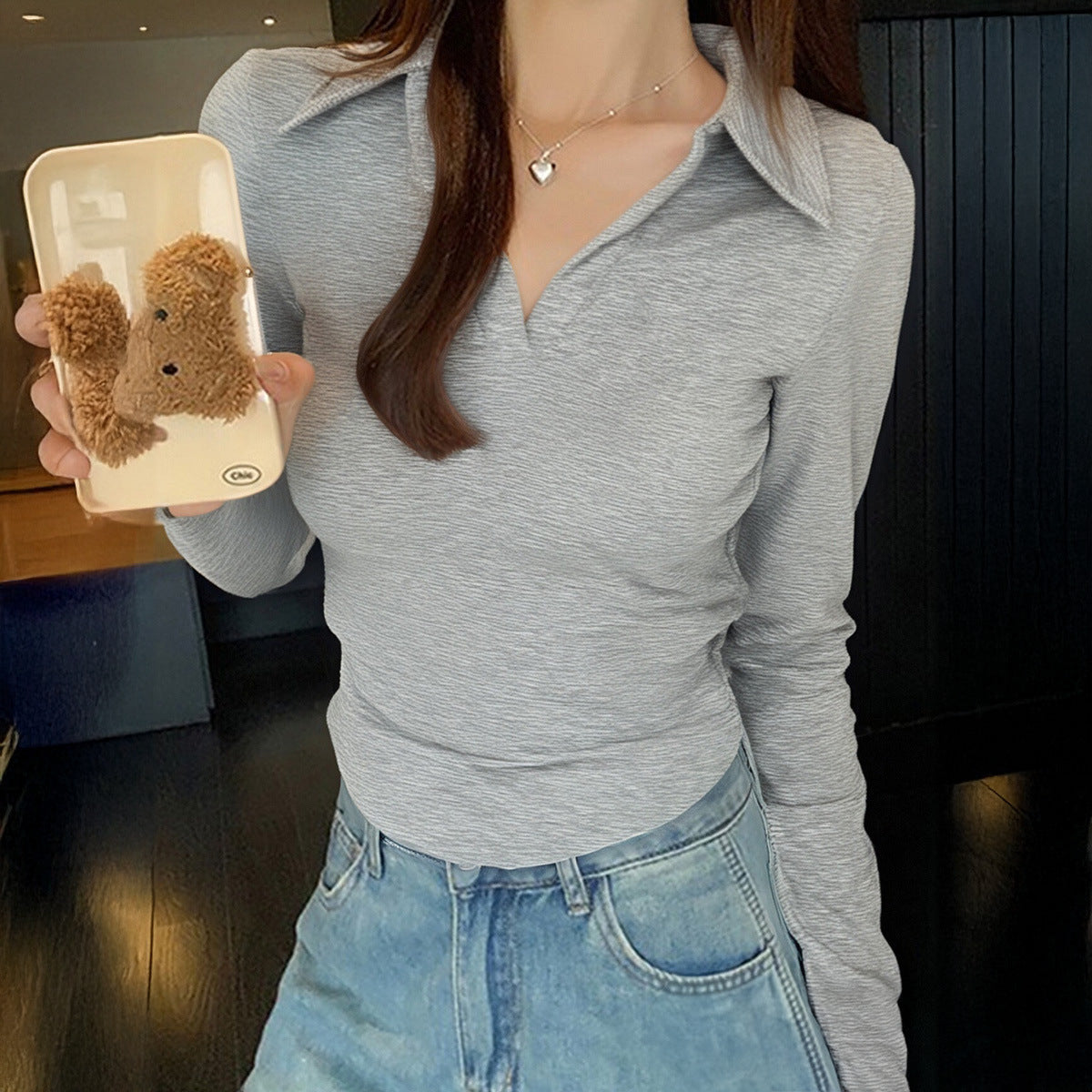 Women's Long Sleeve V-neck Shirt Women's Clothing - Elevate Your Wardrobe with Every Thread