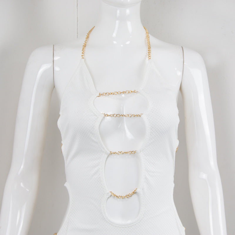 Net Cloth Hanging Neck Strap Metal Decoration Hollow Out - Elevate Your Wardrobe with Every Thread