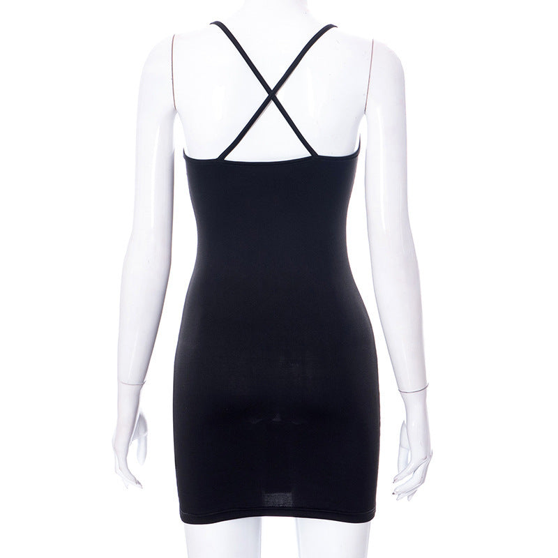 Hollow Out Black Bodycon Woman Dress Camisole Heart Ring Decor Club Sexy Party Dress For Women - Elevate Your Wardrobe with Every Thread