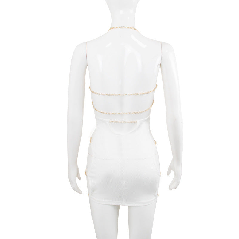 Net Cloth Hanging Neck Strap Metal Decoration Hollow Out - Elevate Your Wardrobe with Every Thread