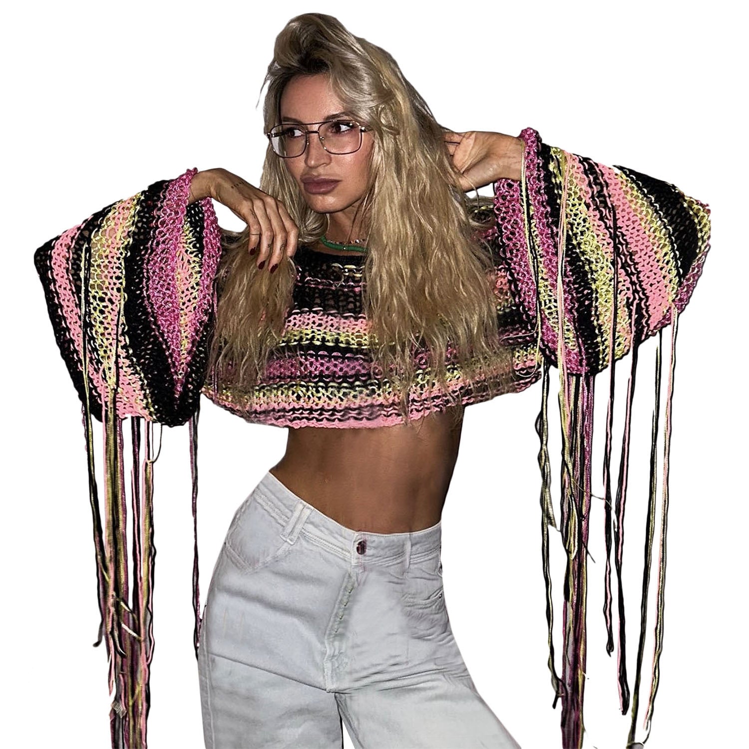 Best Selling Women's Clothes Rainbow Tassel Vacation Style Loose Sweater - Elevate Your Wardrobe with Every Thread