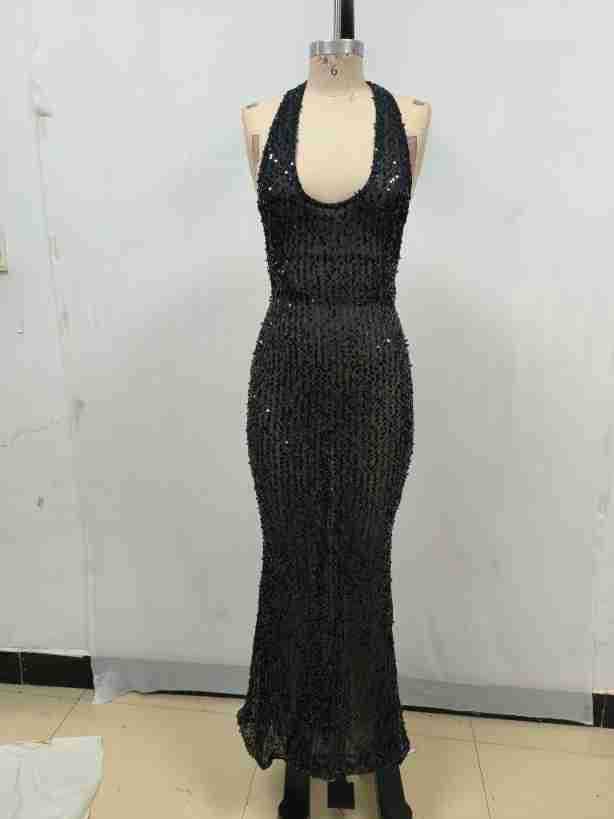 Halter Backless Luminous Cloth Dress - Elevate Your Wardrobe with Every Thread
