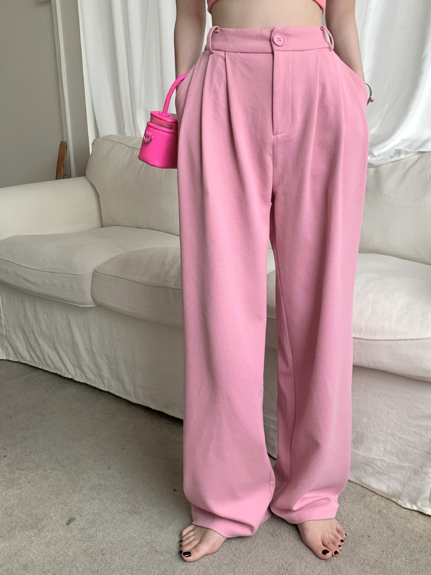 High Waist Slim Suit Floor Pant Trousers - Elevate Your Wardrobe with Every Thread