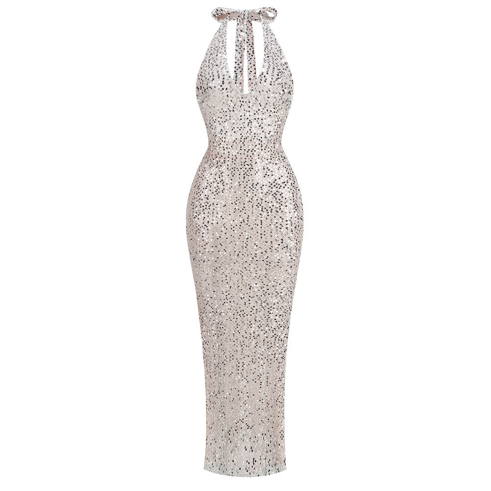 Halter Backless Luminous Cloth Dress - Elevate Your Wardrobe with Every Thread