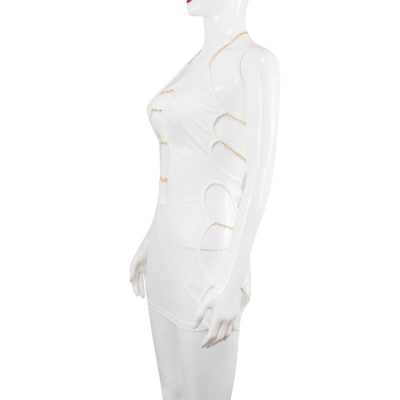 Net Cloth Hanging Neck Strap Metal Decoration Hollow Out - Elevate Your Wardrobe with Every Thread